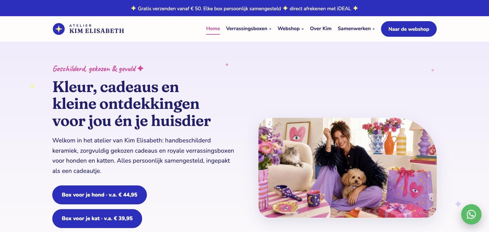 Website van Atelier Kim Elisabeth