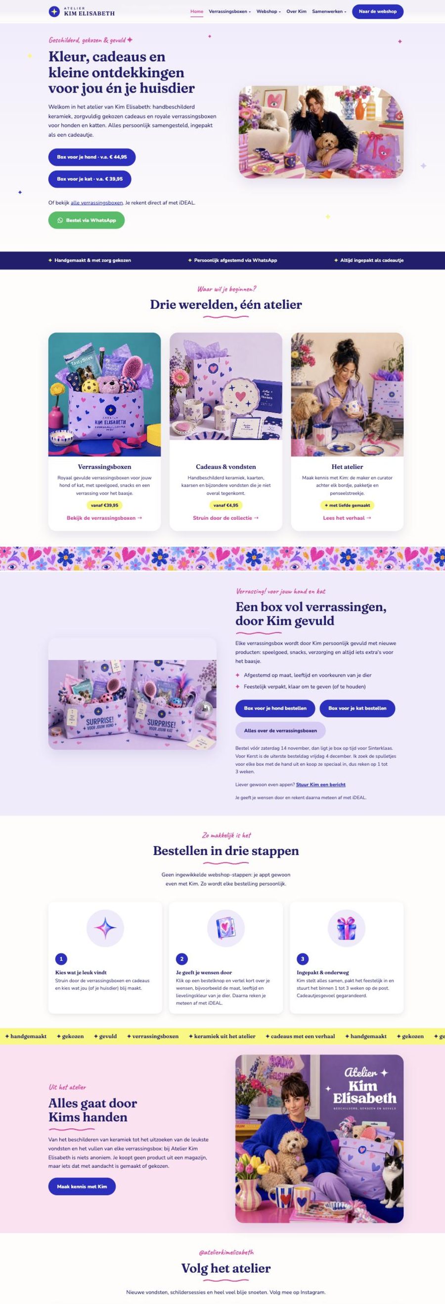 Website van Atelier Kim Elisabeth